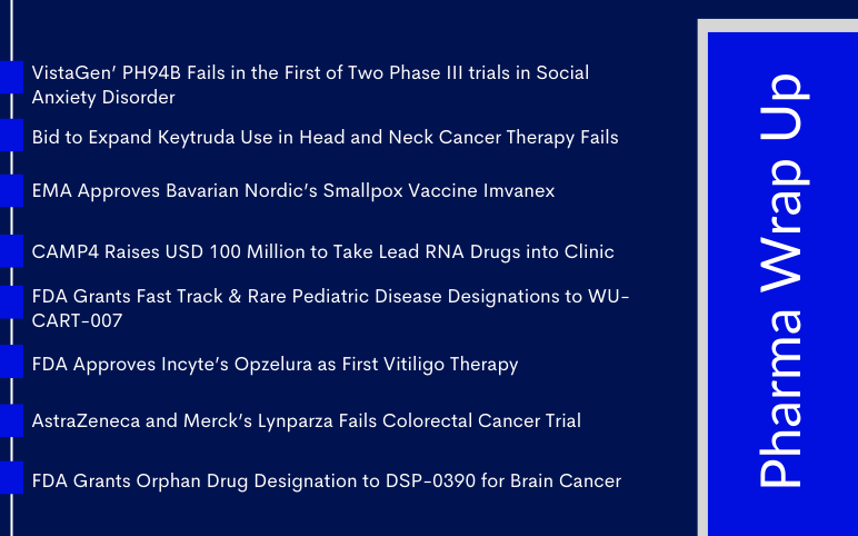 Latest Pharma News for VistaGen and Merck